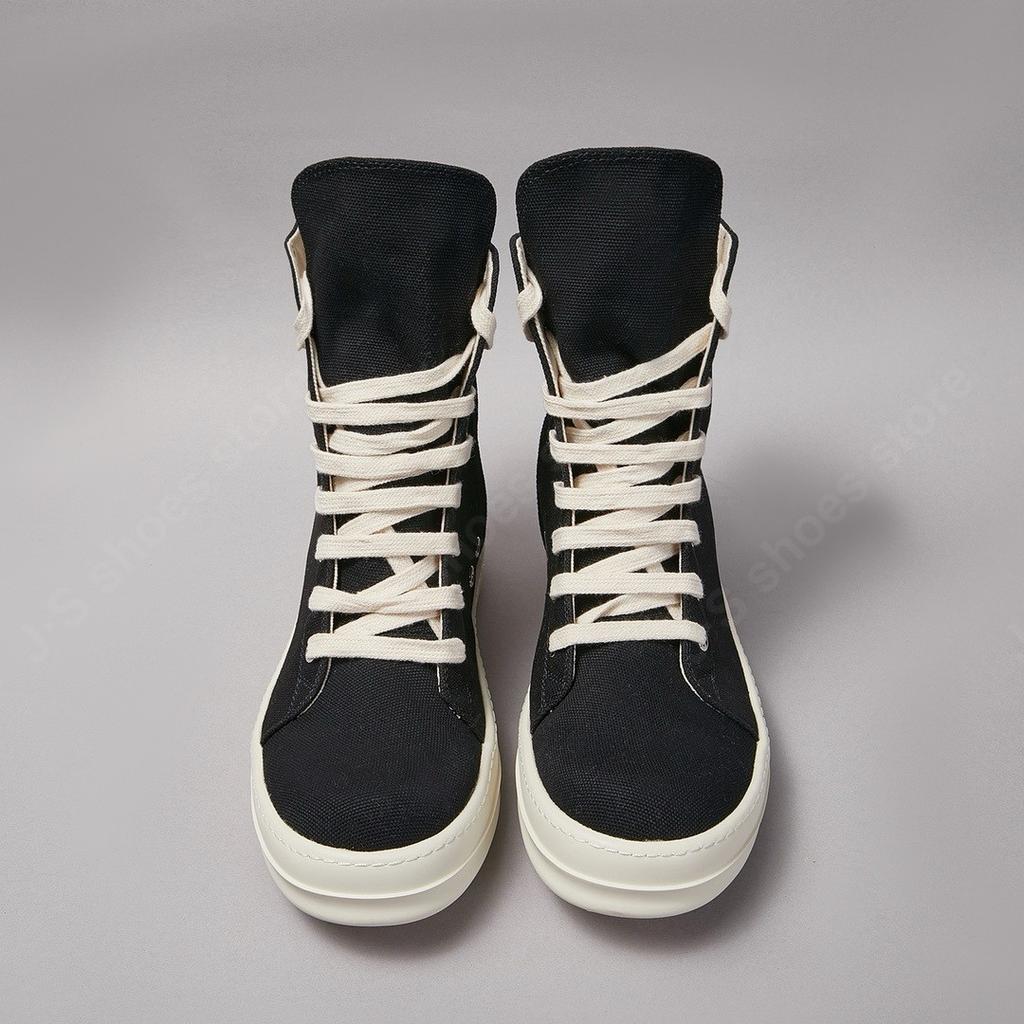 R-o Retro Black Canvas Boots Men Casual Shoes Women Sneaker Classic Design High Top Shoe Lace Up Zipper Ankle Boot Sneakers