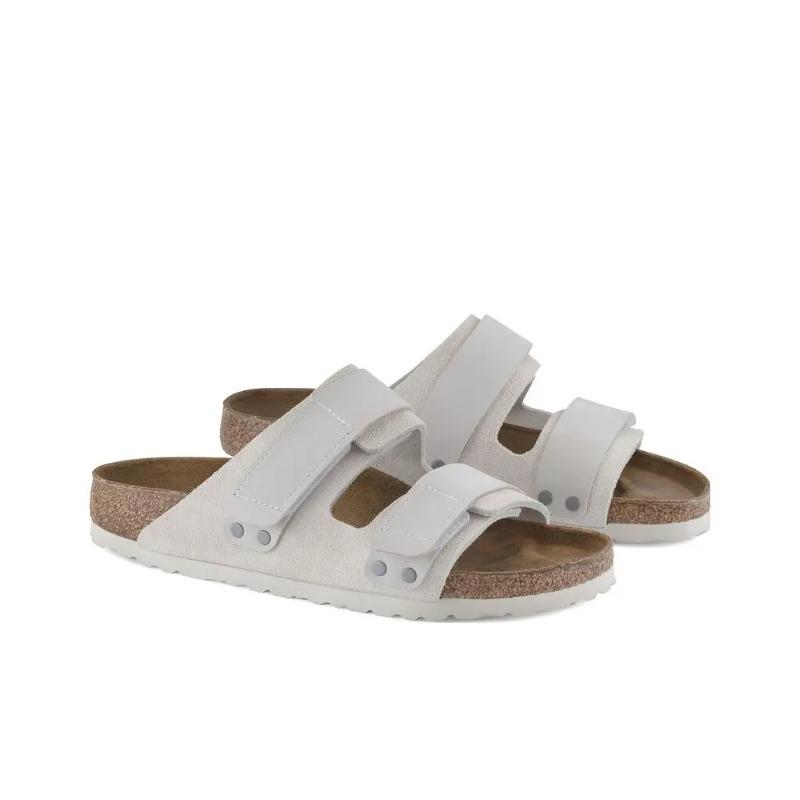 Birkenstock Uji Unisex Soft Thick Sole Easy Velcro Slide Sandals Off White Narrow Fit 1024822 38