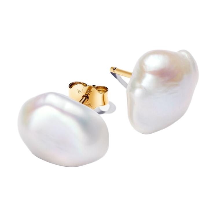 Pandora Pearl Decorated Gold Plated Copper Silver Alloy Pearl Earrings Women earrings White 263309C01 Box
