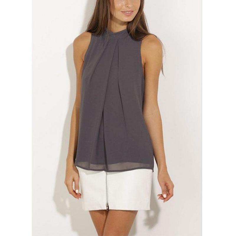 

Women Casual Chiffon Blouse Sleeveless T-Shirt Summer Blouse Tops