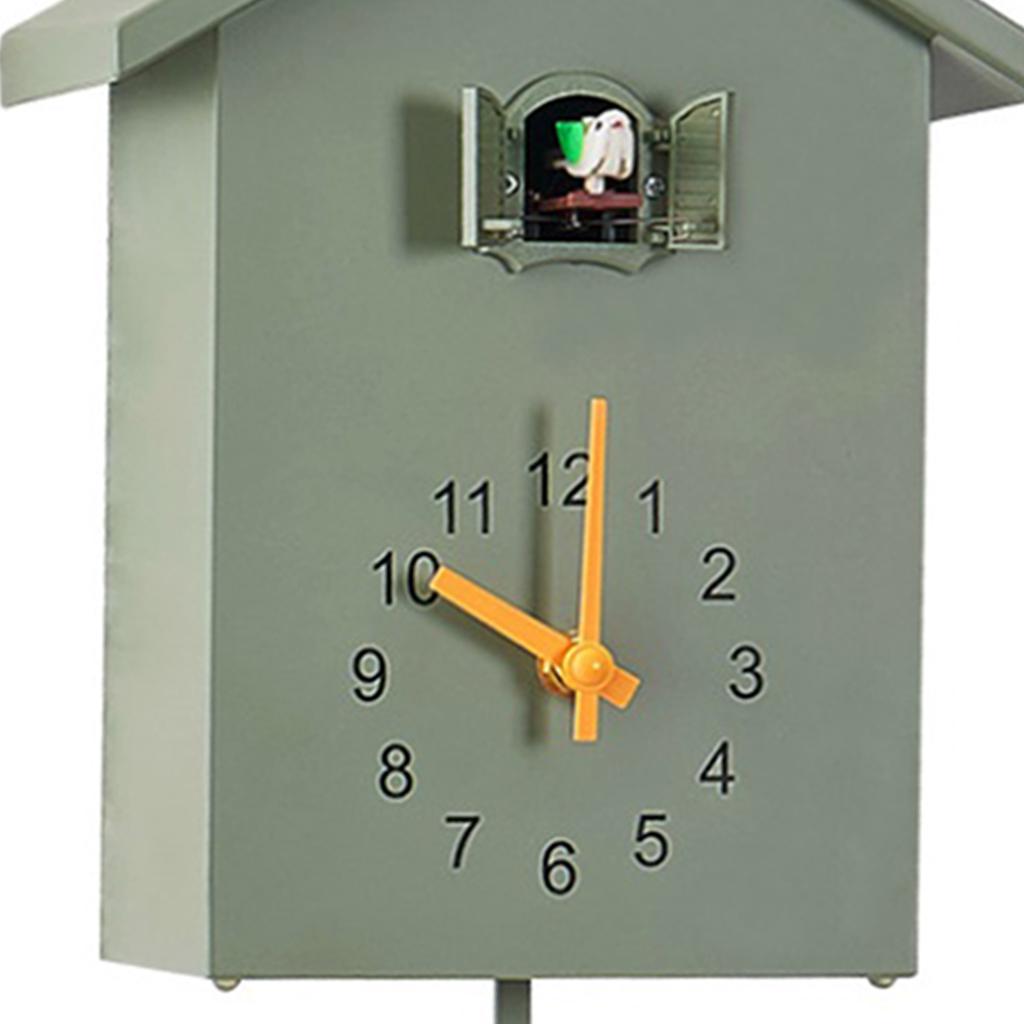 Silent ABS Cuckoo Clock Wall Mounted Alarm House Shaped Telling Time Electronic Desk Clock for Home Office Kids Room