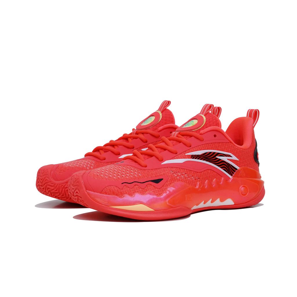 Anta Shock Wave 5 Low Top Basketball Shoes Men's Neon Bright Red 112621626-2