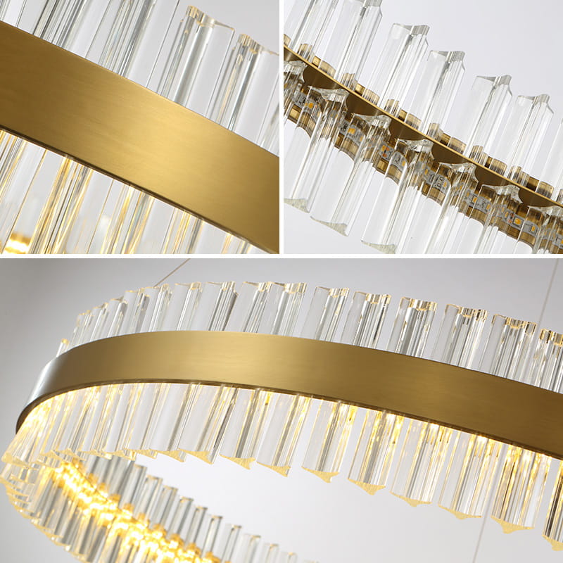 Luxemburg Crystal Prisms - Chandelier 60cm, LED 40W, Brass Gold Ring 3 Colors