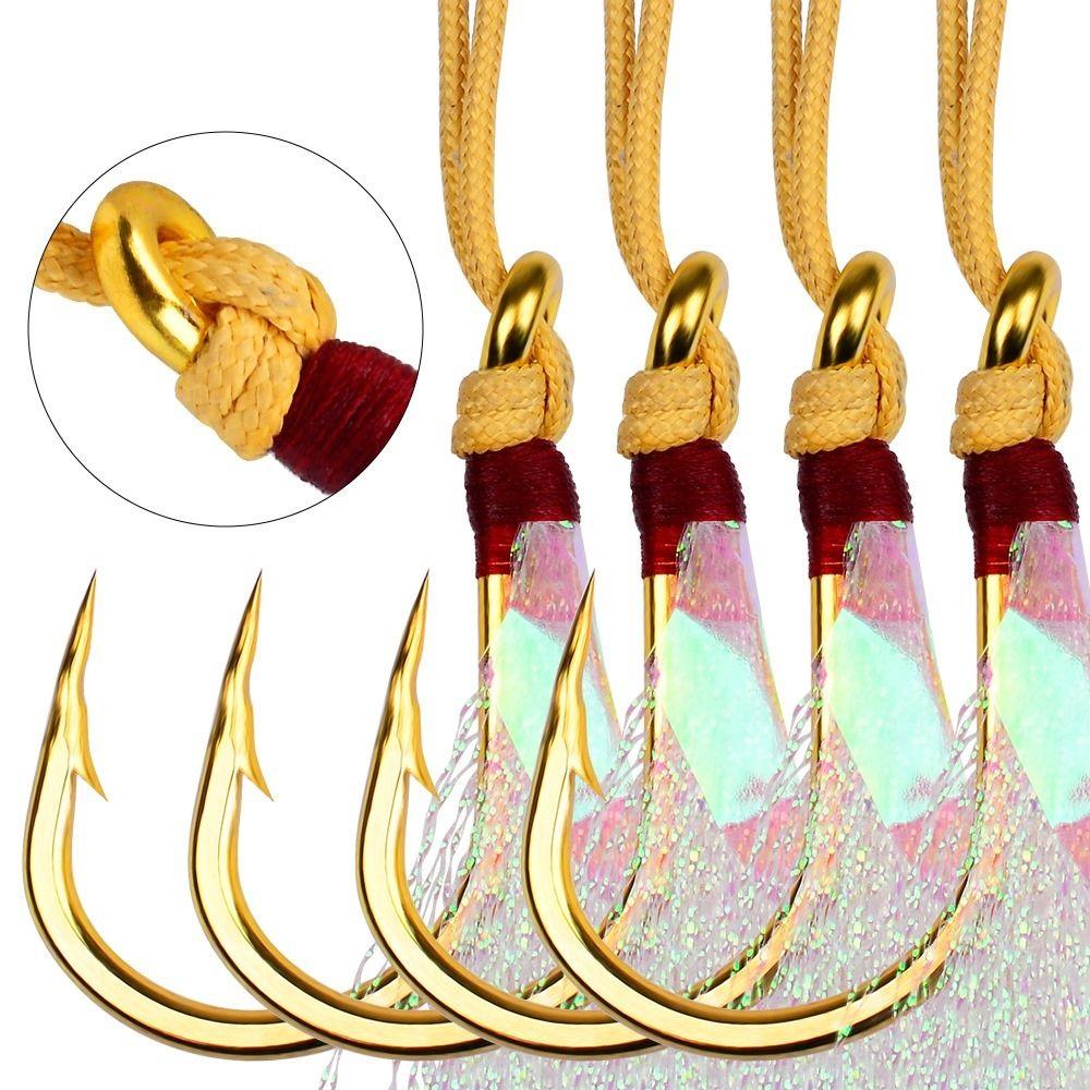 Carbon Steel Slow Jigging Hooks Strong Sharp Fishing Lure Assist Hooks Barbed Fishhook Single Jig Hooks Saltwater