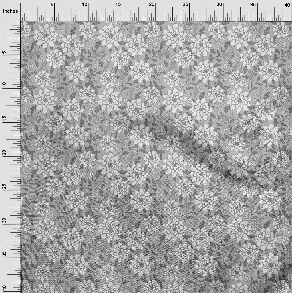 oneOone Cotton Flex Gray Fabric Floral Retro Craft Projects Decor Fabric Printed By The Yard 40 Inch