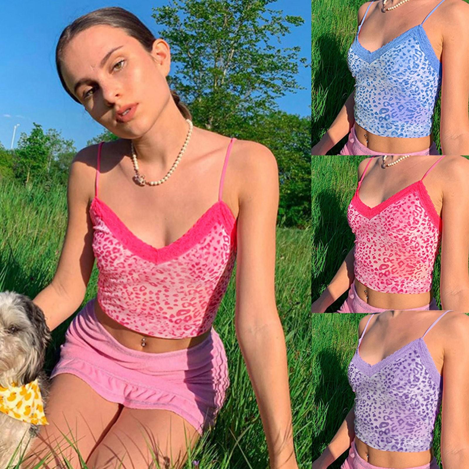 

Womens Lace V-Neck Tank Tops Ladies Sleeveless Summer Cami Vest T Shirt Blouse