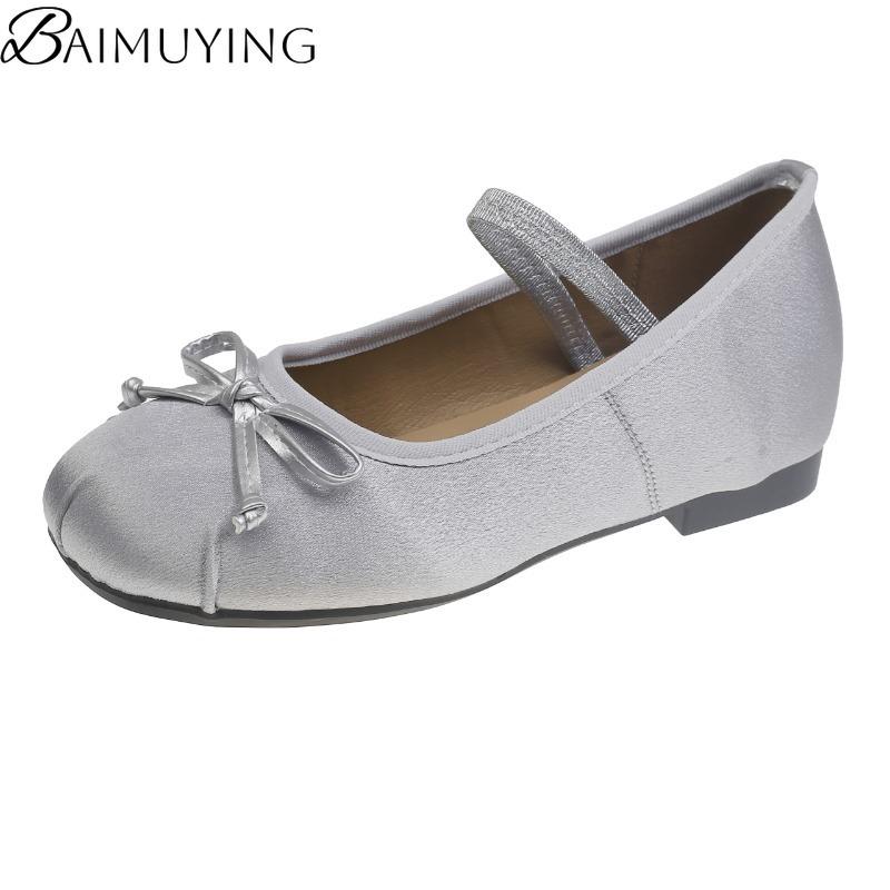 Fashion Luxury Satin Silk Bow Ballet Shoes Woman Mary Jane Flats Sandals 2025 New Brand Classic Bowtie Elastic Band Ladies Soft Loafers