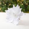 1 Pcs Poinsettia Artificial Flowers Christmas Tree Ornaments Velvet Glitter Magnolia Flowers for Xmas New Year Party Wedding Holiday DIY Decorations,