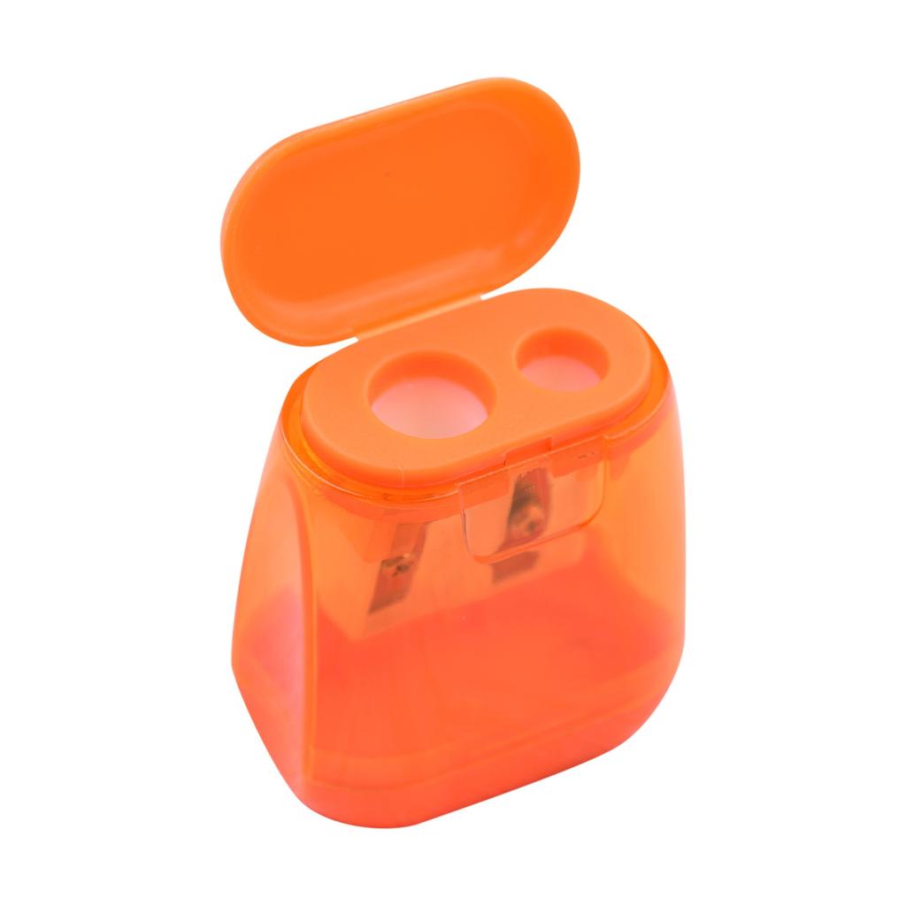 Doppelloch-Bleistiftspitzer, Bleistiftspitzer aus Kunststoff mit Abdeckung, Bleistiftspitzer, süßer Bleistiftspitzer für Kinder, Bleistiftspitzer, druckbar