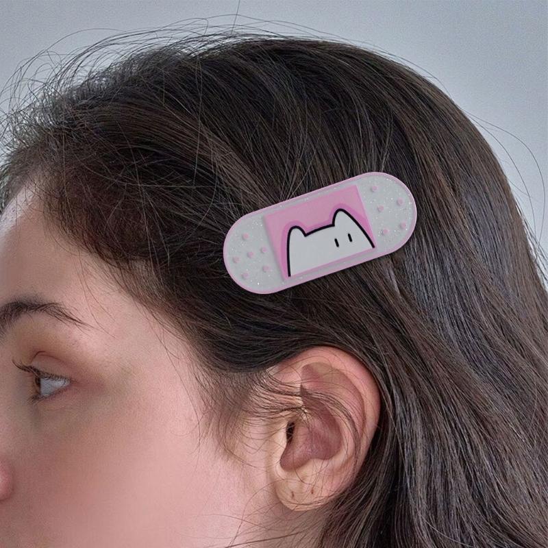 Adorable Anime Style Hair Clip Heart Crosses and Kitten Design for Bang Control and Various Hairstyles, Premium Acrylic Material