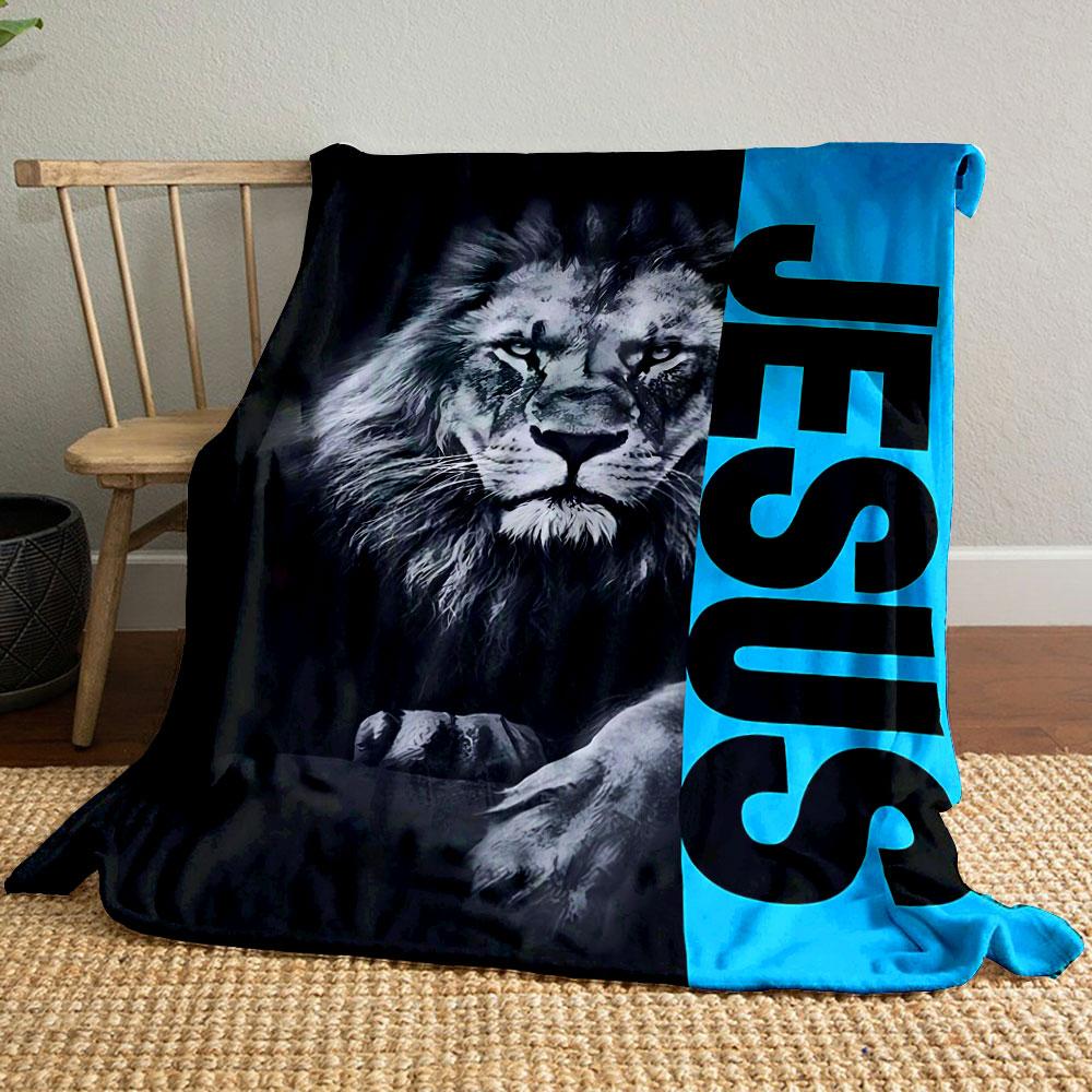 Lion Jesus Print Blanket  Printed Blanket for Living Room Bed Couch lunch break Soft Cozy Blanket for Friend's festival Gift