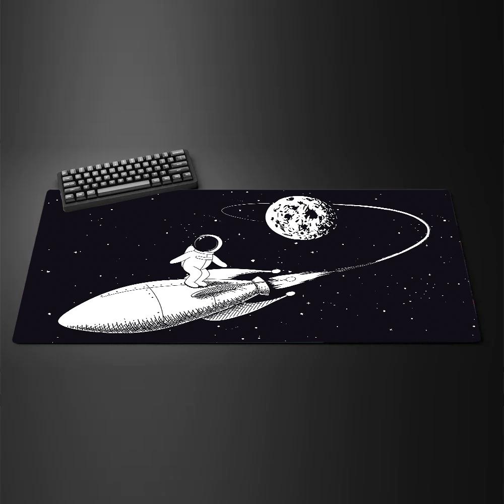 Space rocket large Mouse Pad Desk Mat Gaming mats NonSlip Stitched Edge Keyboard Extended pad Computer mouse pads office rug