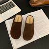 Soft leather version~ Baotou half slippers women wear high-end fluffy shoes in the autumn of 2024 new lazy Boken shoes
