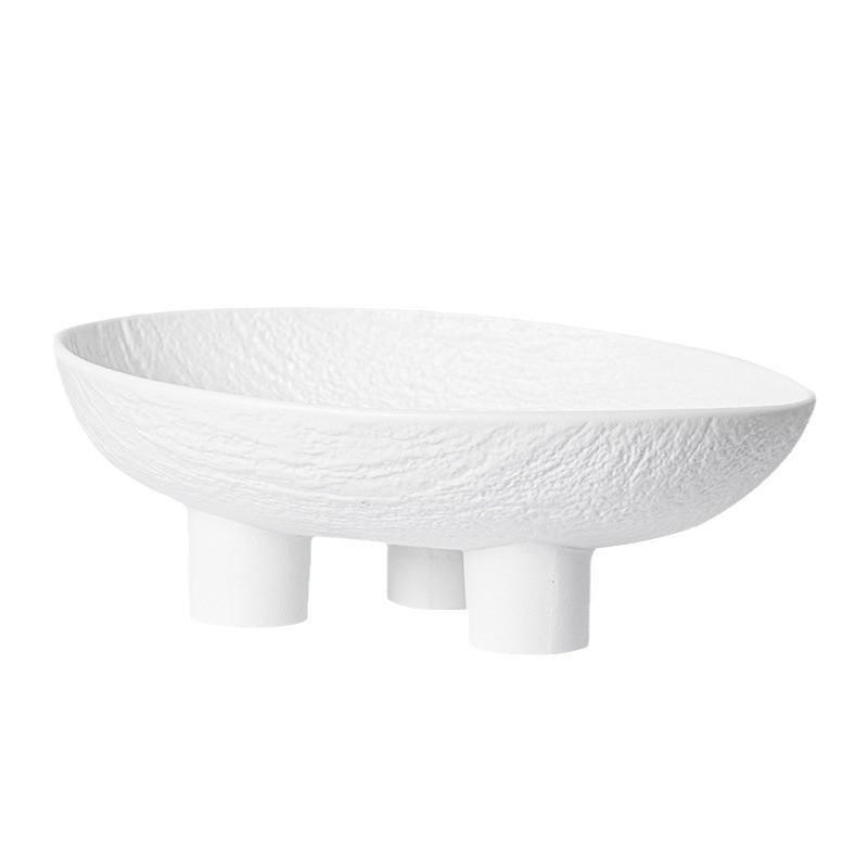 Home Living Room Coffee Table Candy Snack Plate Fruit Plate Creative Personality Retro Three-Legged Oval Dried Fruit Plate Black And White