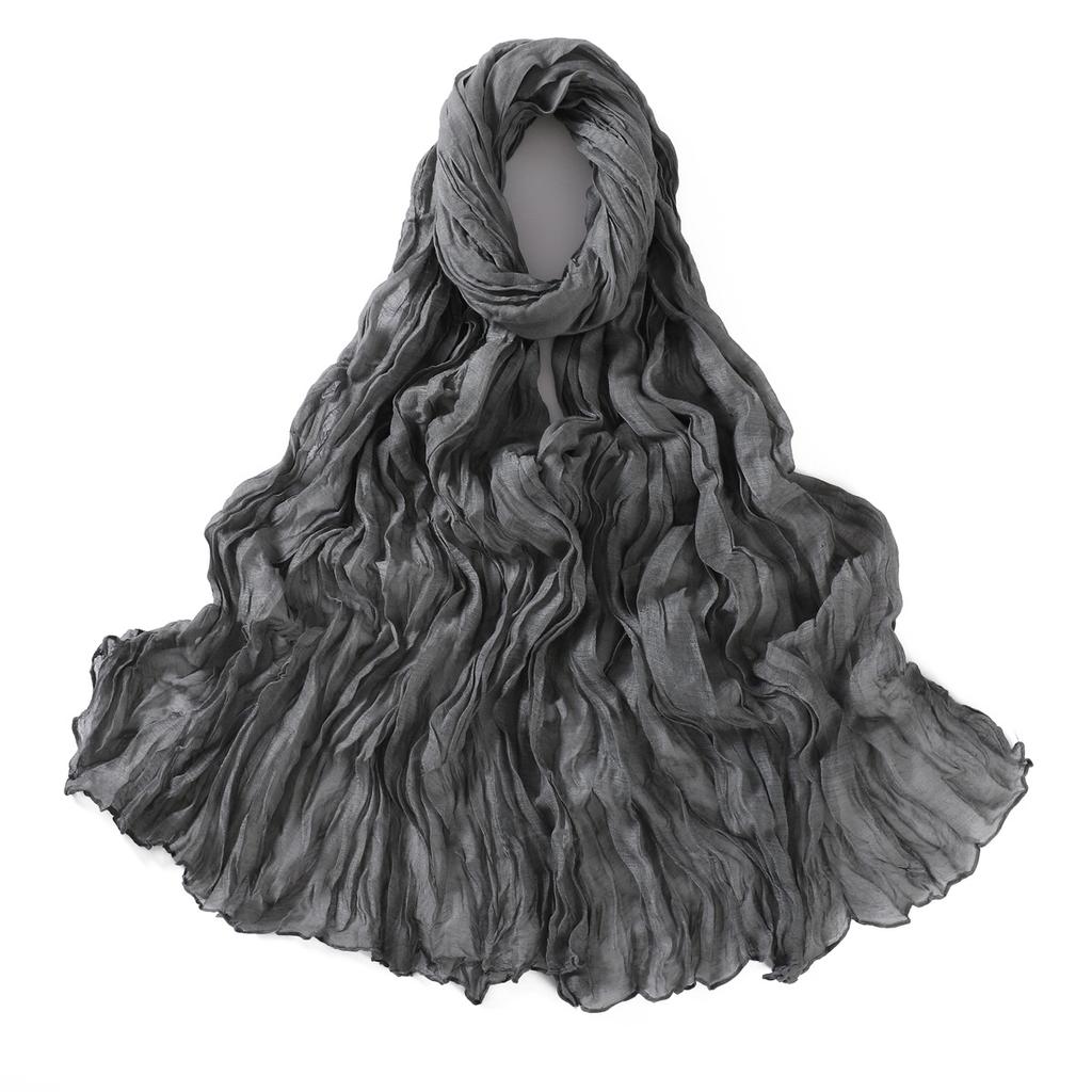 Autumn New Crumpled Scarf For Women Girls Students Solid Color Cotton Voile Thin Scarves Soft Knitting Shawl Female Wrap Shawls