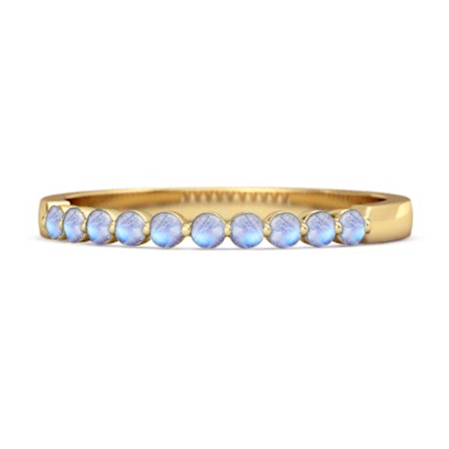 Moonstone Half Eternity Design Band Ring -925 Sterling Silver Gold Vermeil 7.5