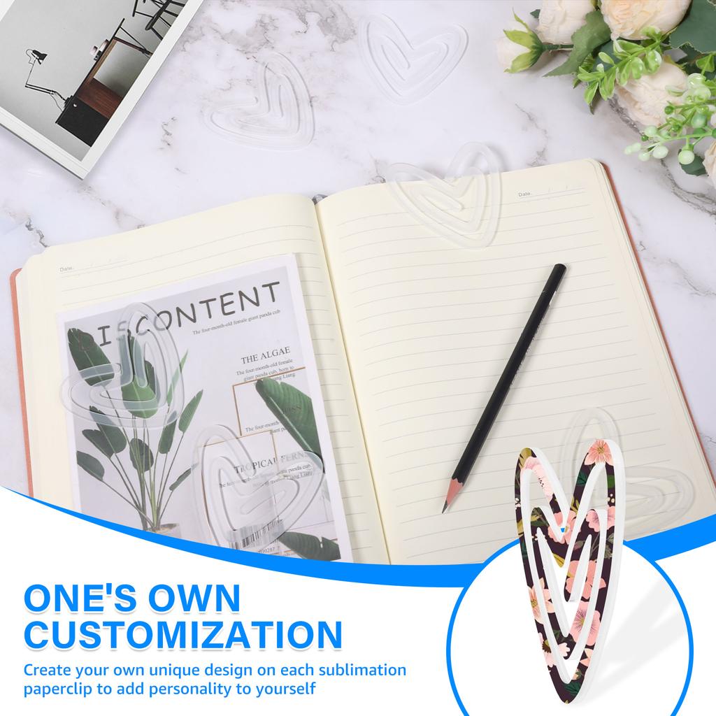20Pcs Sublimation Blanks Paper Clips 3inch Compact Sublimation Acrylic Transparent Paper Clips for Heat Transfer DIY Design