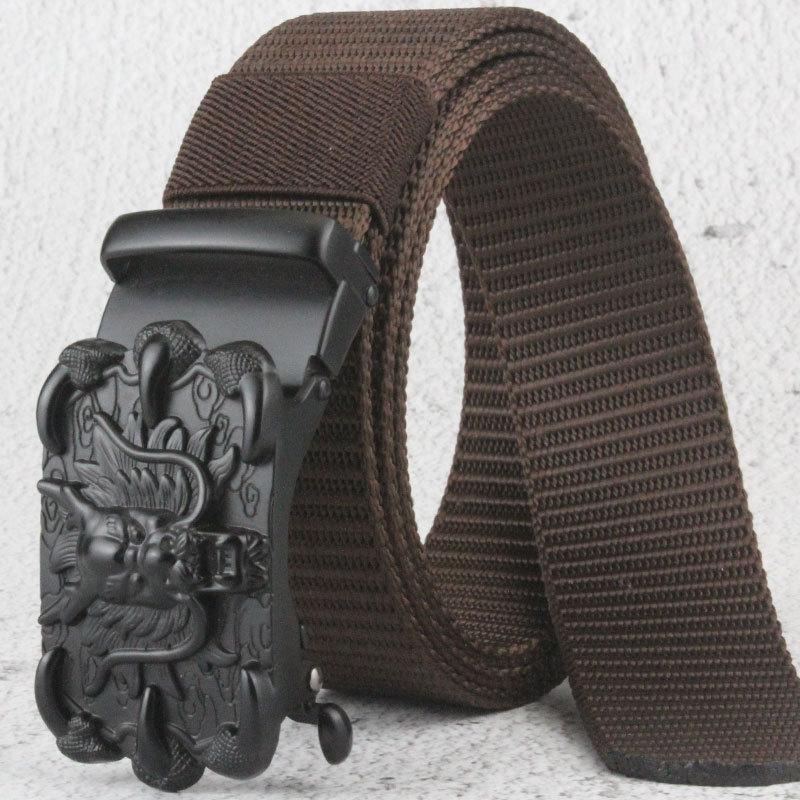 Belt, Men's Automatic Buckle Toothless Business Casual Men's Belt, Young People's Personality Trendy Nylon Canvas