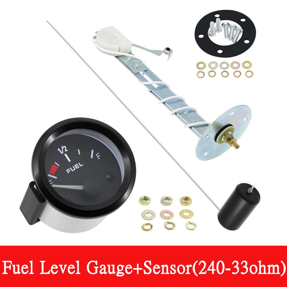 12V Automotive Gauges Universal 2" 52mm Fuel Level Gauge 240-33ohm Fuel Float Sensor Fit 5in-27in Tank Height Auto Car Meter