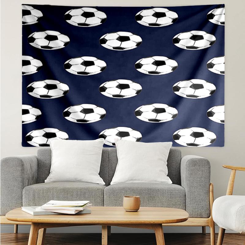Soccer Print Tapestry, Backdrop, Easy Setup, Ideal for Bedroom, Office & Living Room, with Aesthetic Wall Hanging Decor.
