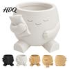 Succulent Planter Pot 3D Printed Cute Character Planter Sleepy Face Flower with Modern Minimalist Plant Basin Pillow Mini Desktop Container