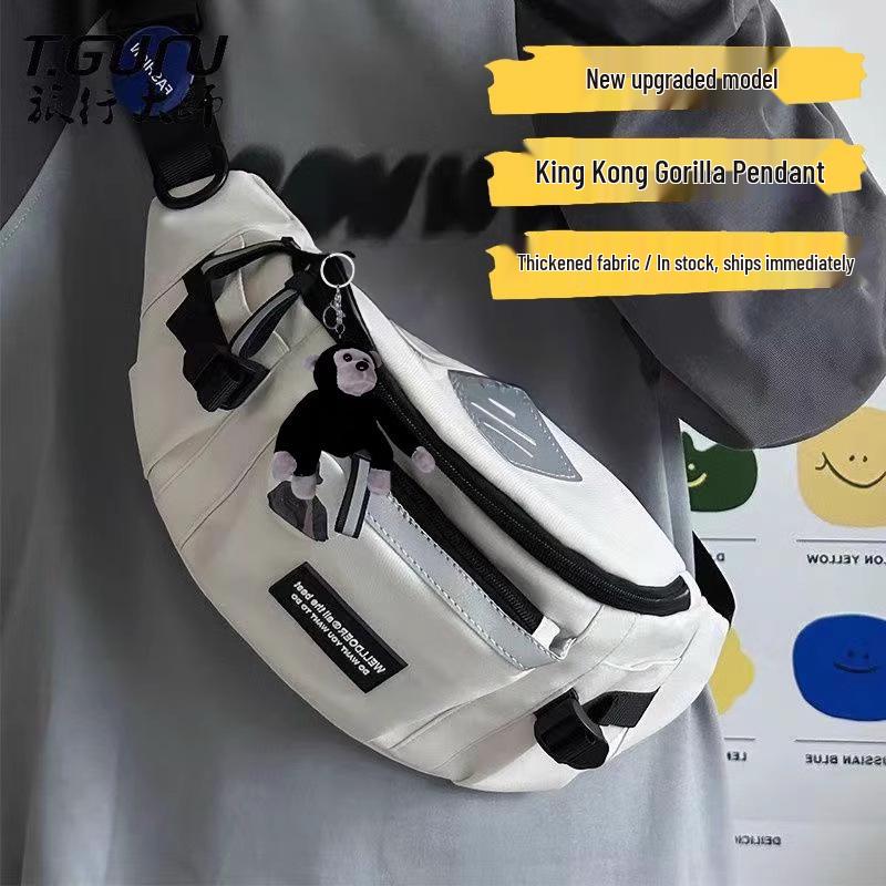 Japanese Workwear Style Messenger Bag: Versatile Men's Waist, Shoulder, & Chest Bag for Sport, Cycling & Casual Use