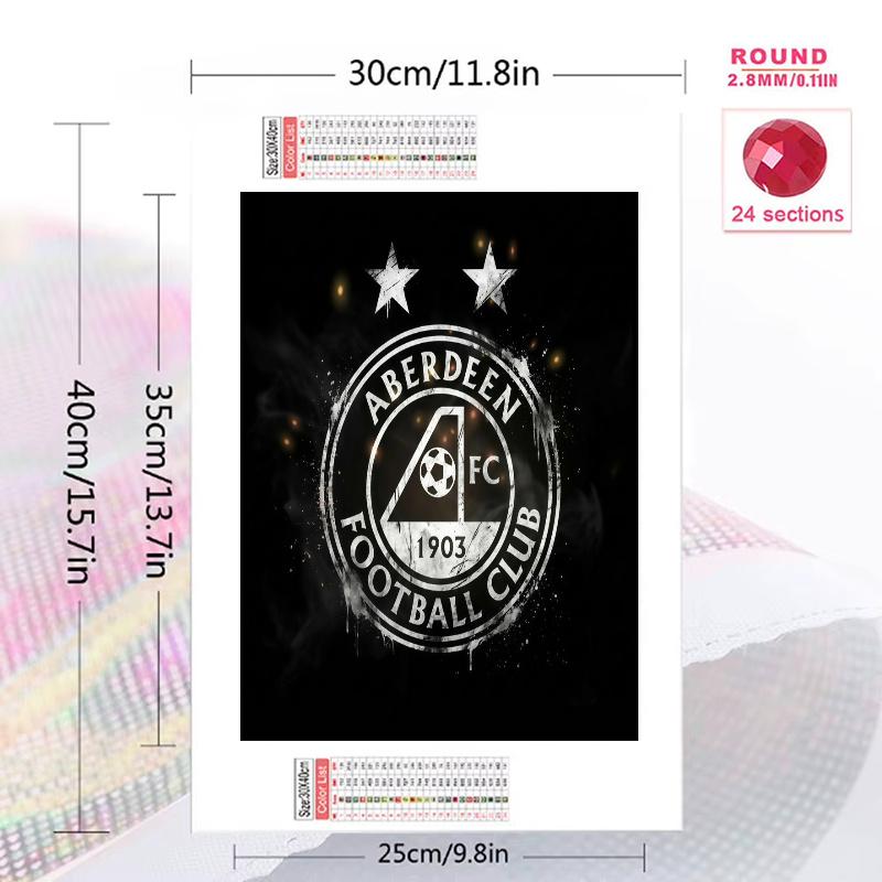 Aberdeen F.C 100% Round Full Drill 5D DIY Diamond Painting Embroidery Cross Stitch Rhinestone Décor