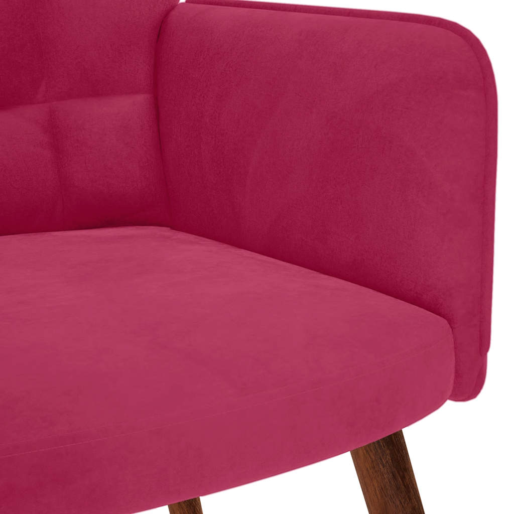 Armchair with Footrest, Wine Red, Upholstered In Velvet