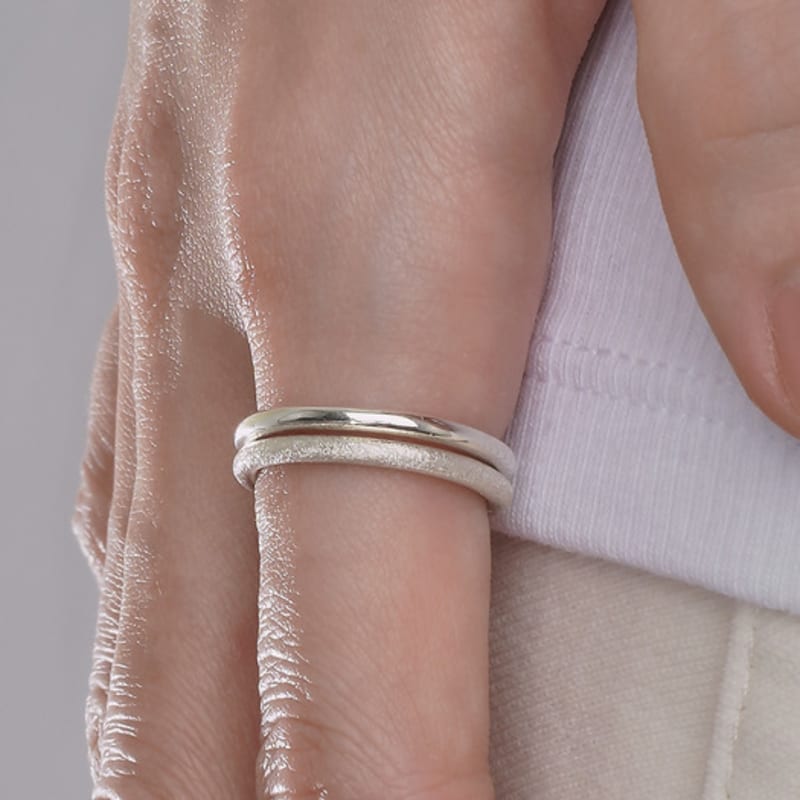 POSTLUDE [SILVER][2SET] MIX TEXTURE 2 RING Set