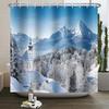 Christmas Shower Curtain Xmas Tree Winter Forest Snow Cute Snowman Bathroom Shower Curtain Waterproof Bath Curtain With Hook