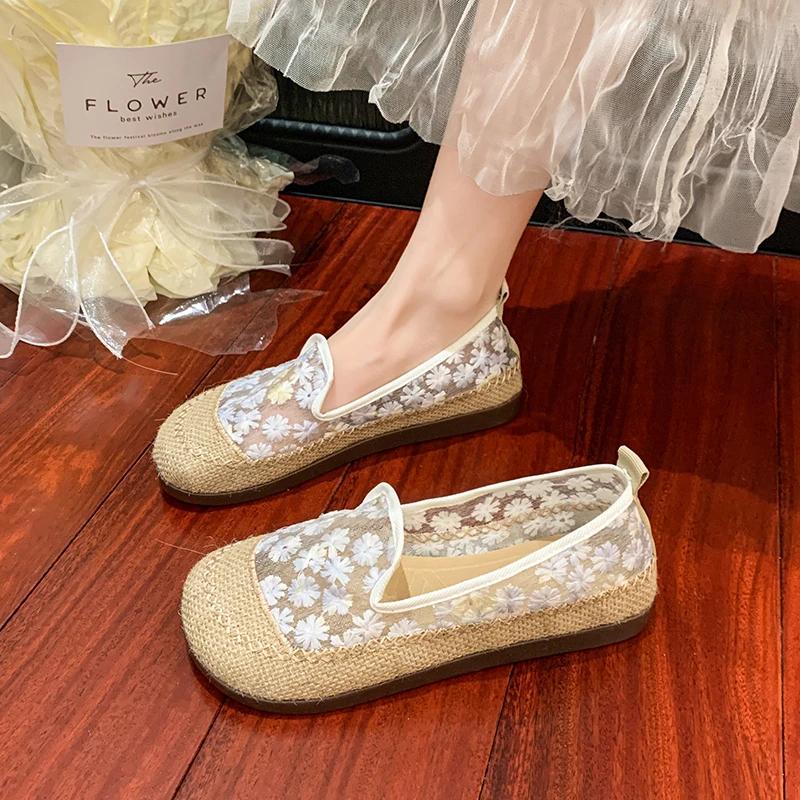 Fashion 2025 NEW Women's Summer Casual Breathable Mesh Slip-On Shoes Flat Bottom Soft Bottom Rubber Outsole Low Heel Comfortable