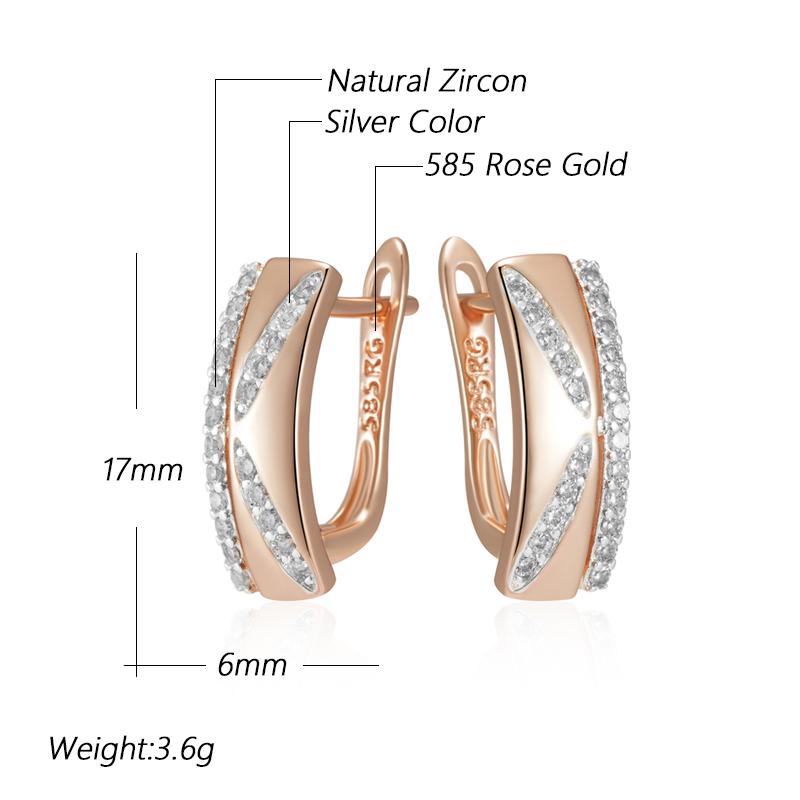 Luxury Shiny Natural Zircon Square Drop Earrings For Women  Rose Gold  Color Mix Design Bride Daily Fine Jewelry