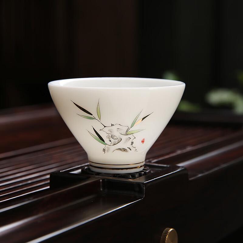 Mutton-Fat Jade Porcelain Bamboo Style Tea Set