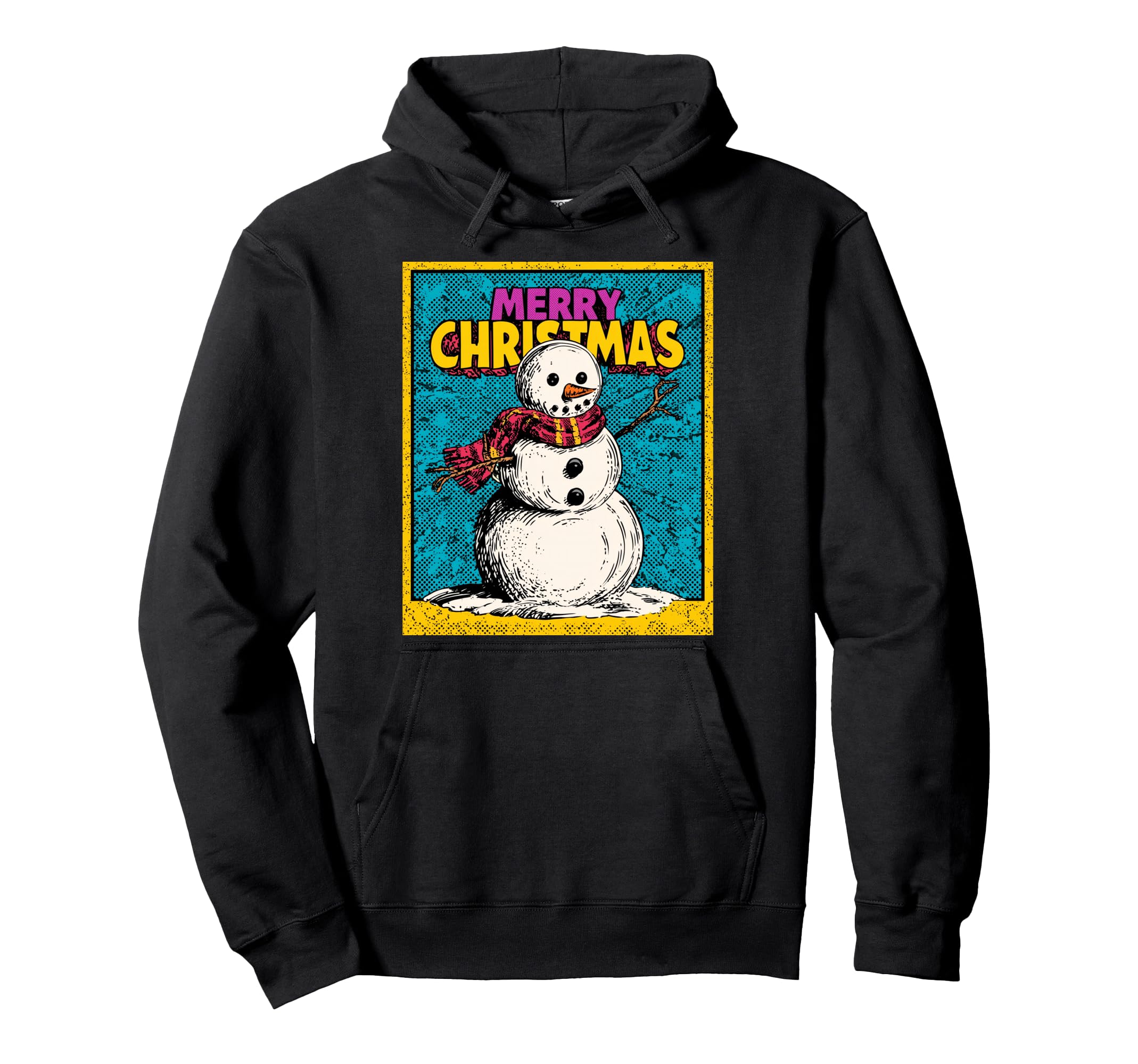 

Snowman Pop Art Merry Christmas Christmas Motif Hoodie чорний