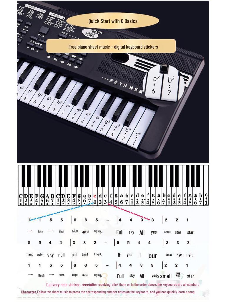61-Key Children's Electronic Keyboard - Early Education Puzzle Toy for Ages 3-8