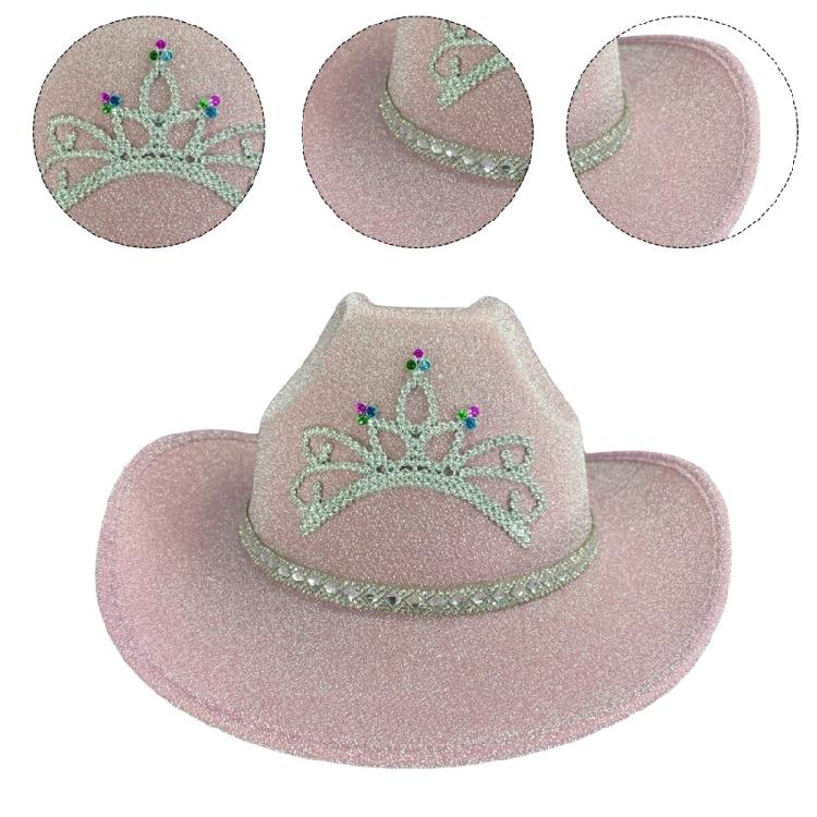 Sequins Cowboy Hats with Diamond Crown Pattern for Proms Banquets Party Sequins Cowboy Hats for Adult Photography