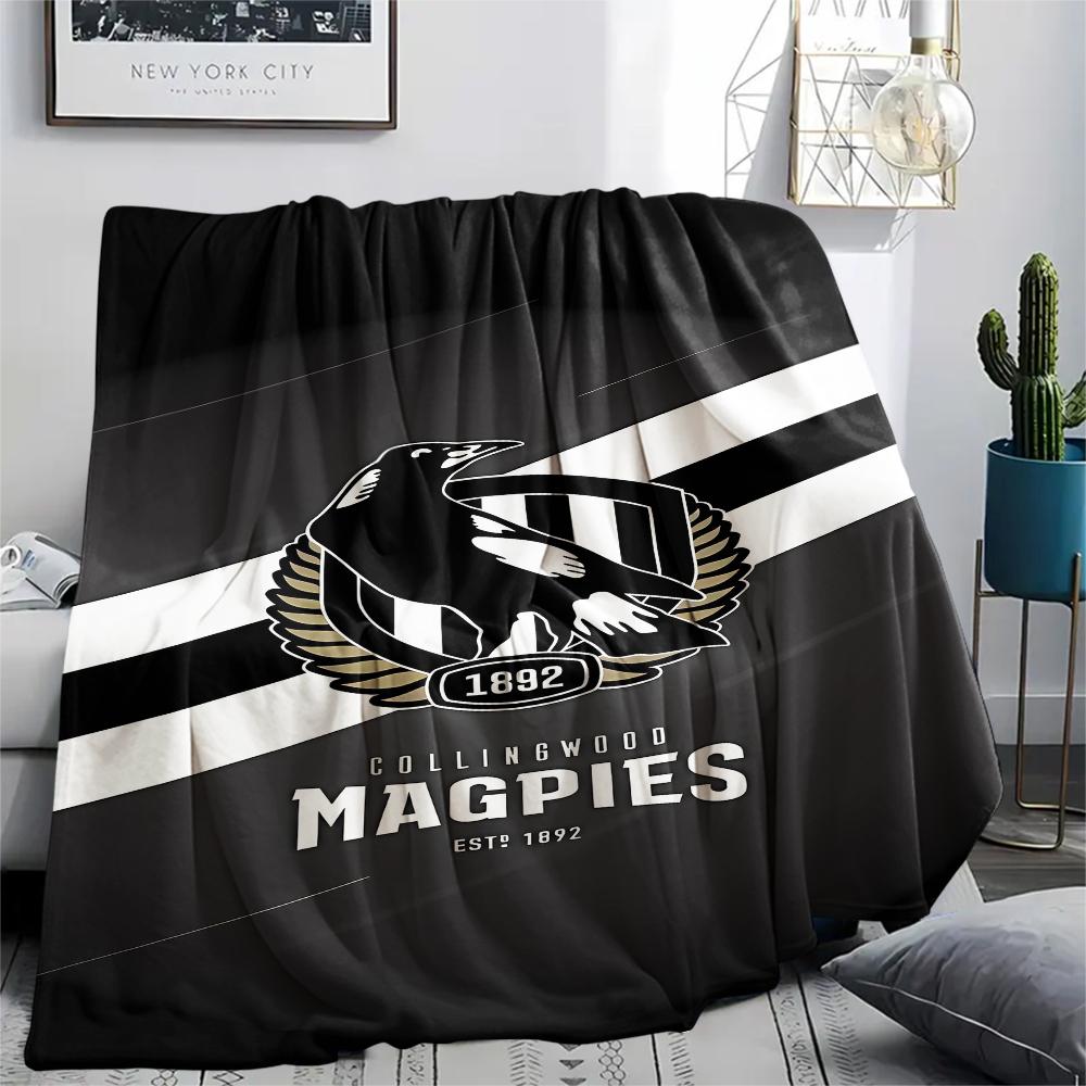 1PC Collingwood Football Club Print Flannel Blanket, High quality All Seasons, Home Decor, Warmth and Comfort, Perfect for Christmas Gifts