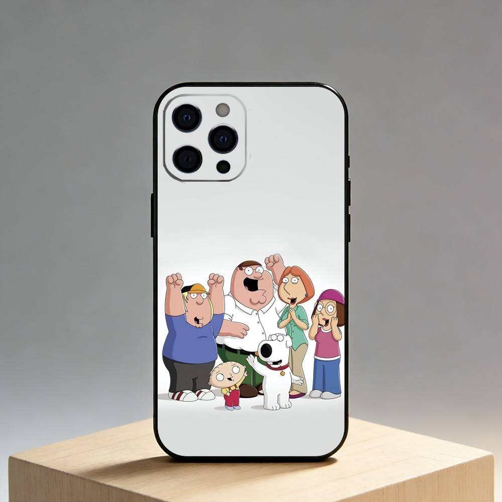 

F-Family G-Guy Phone Case For iPhone17,16,15,14,13,12 Plus,Max Soft Silicone Black Cover iPhoneXSMAX
