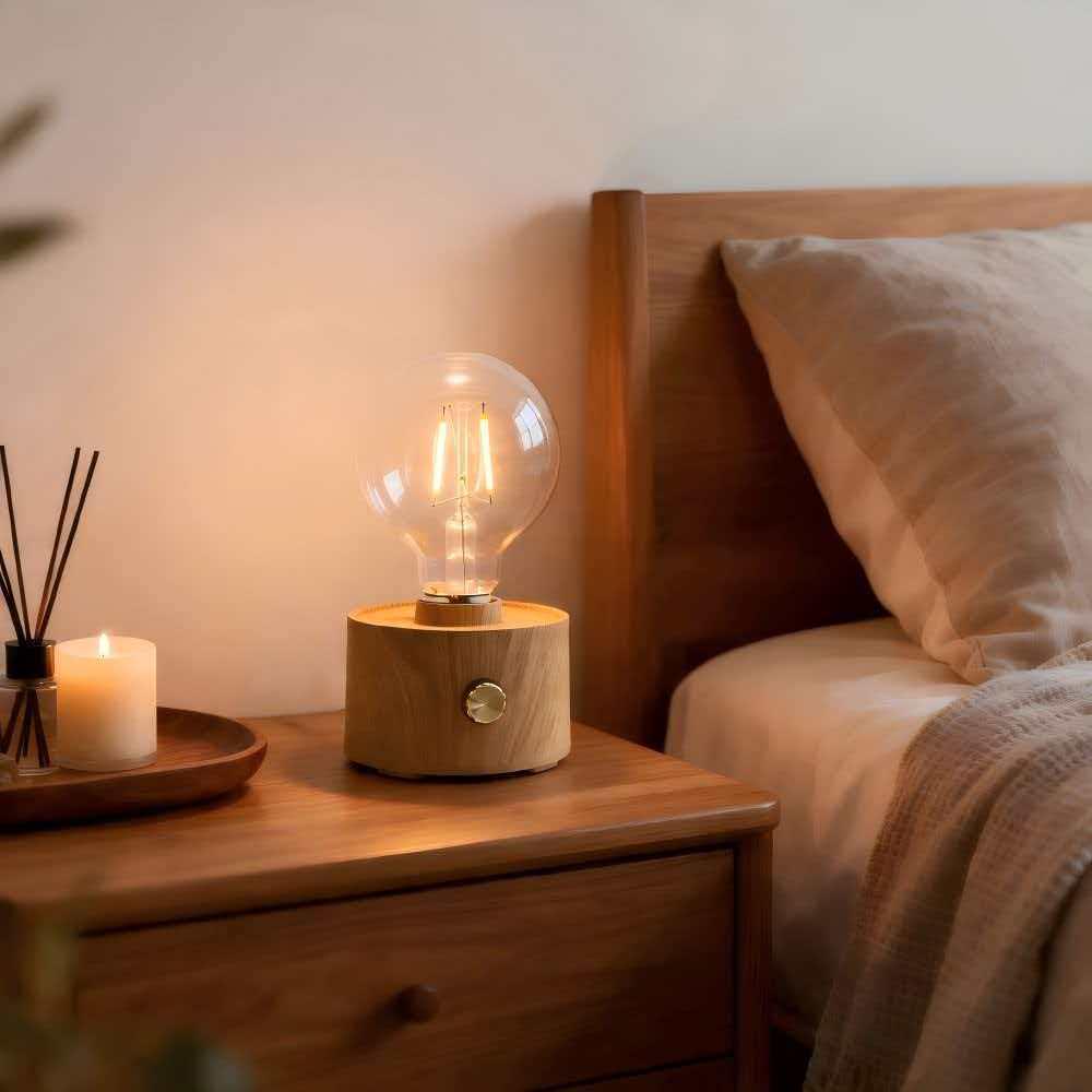 Retro LED Night Light: Rechargeable Bedside Atmosphere Lamp