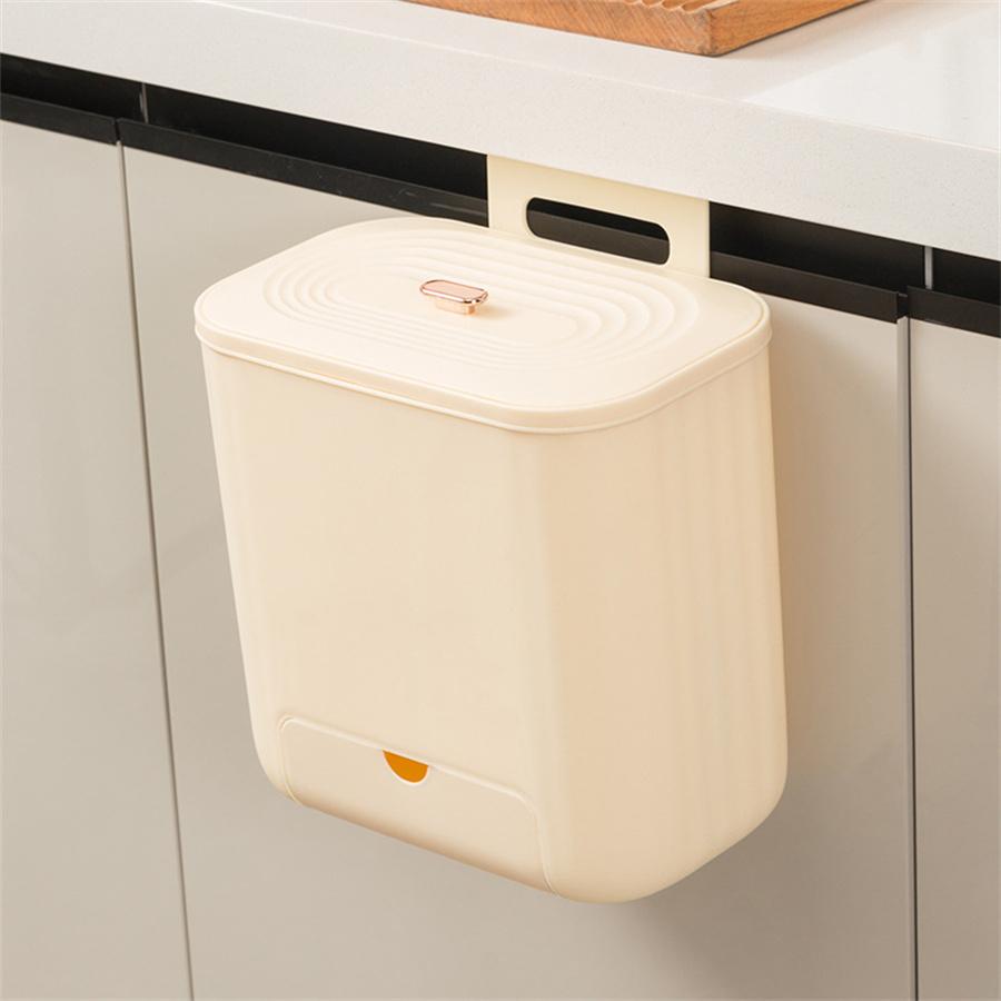 Wall Mounted Trash Can Household Galley Waste Bin Hanging Bathroom Trash Can With Lid Food Garbage Bin Kitchen Accessories