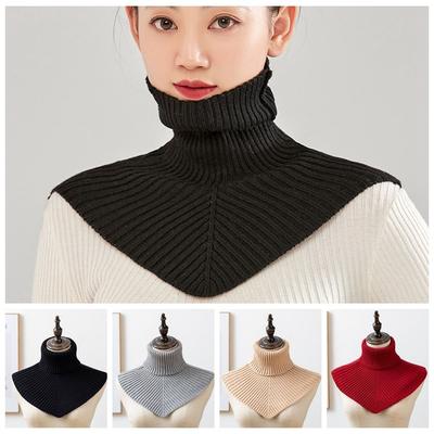 Keep Warm Turtleneck Fake Collar Solid Color Wool Scarf Retro Knitted Bib  Autumn Winter