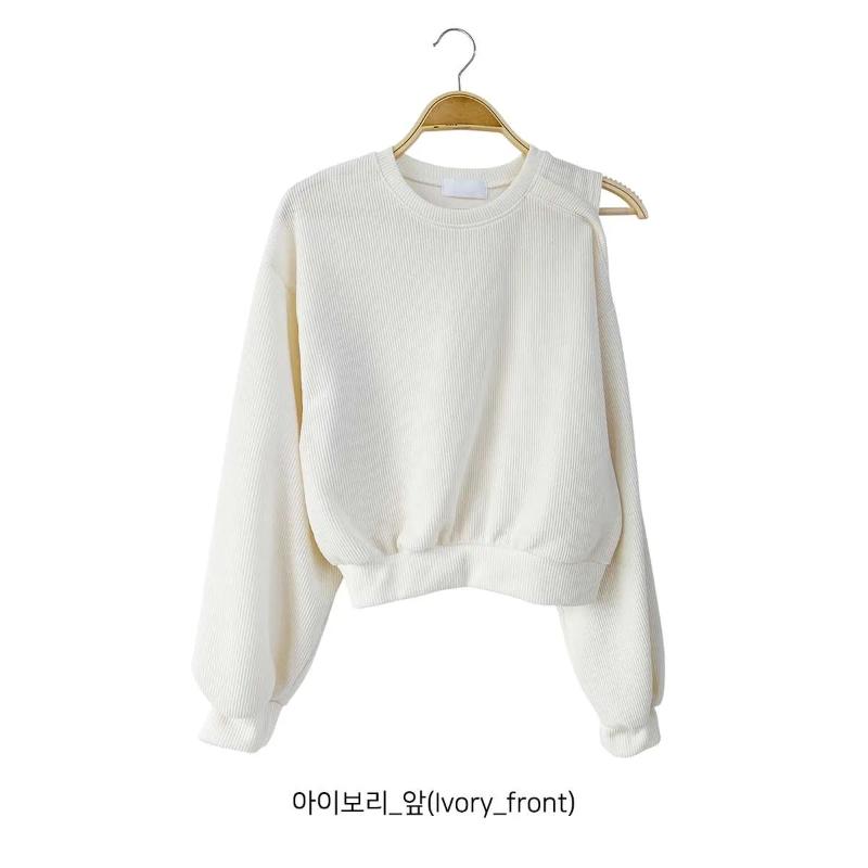 New Arrivals Open Run Women Loose Fit Long Sleeve Sweatshirt Shoulder Cut Ribbed