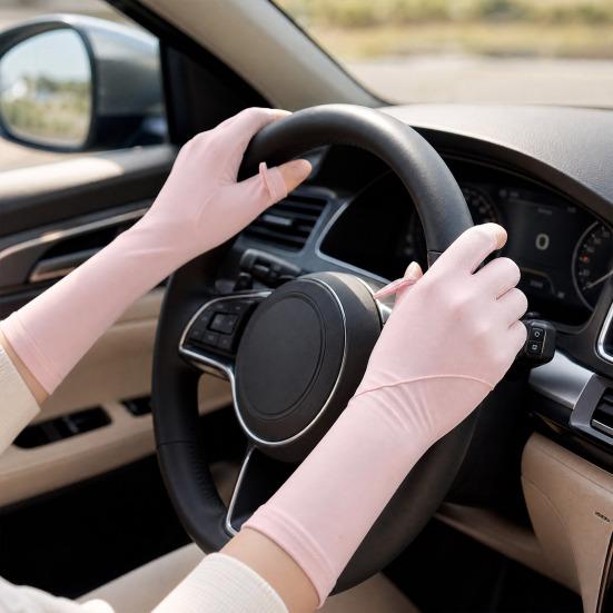 Sun Protection Gloves, Ultra Thin Full Finger Driving Gloves, Anti-Slip Palm, Ice Silk UV Protection Gloves for Women Cycling Hiking