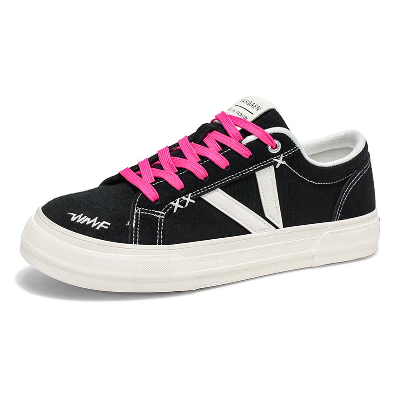 Fashion Canvas Sneakers Men Fashion Vulcanized Shoes Men Casual Black Men's Shoes Autumn Breathable Breathable Thick-soled Youth Cricket