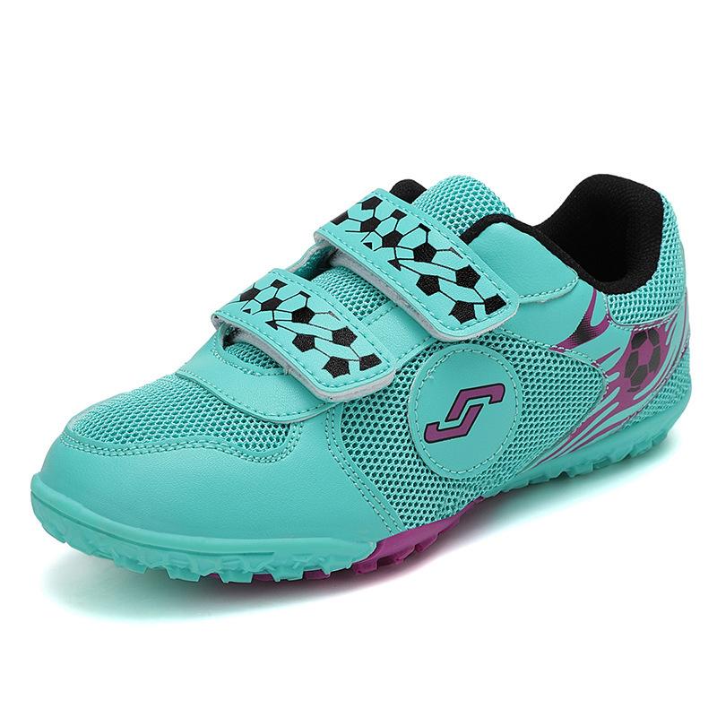 New mesh children's football shoes Velcro training shoes Broken nails Primary school students race running and kicking a pair 2025
