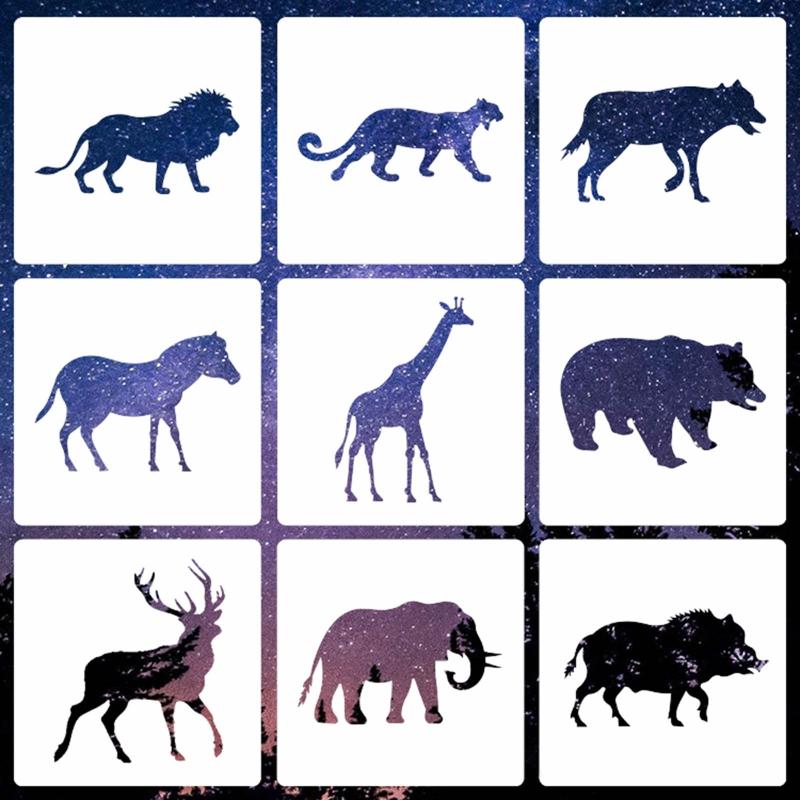Reusable Animal Painting Stencils Various Pattern Silhouette DIY Craft Templates On Wood Wall Paper Card Canvas Door 9x