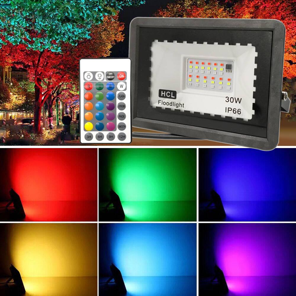 10W/30W/50W/100W RGB LED Flood Light Waterproof IP65 Outdoor Color Changing Spotlight for Outdoor Garden Party Stage Building