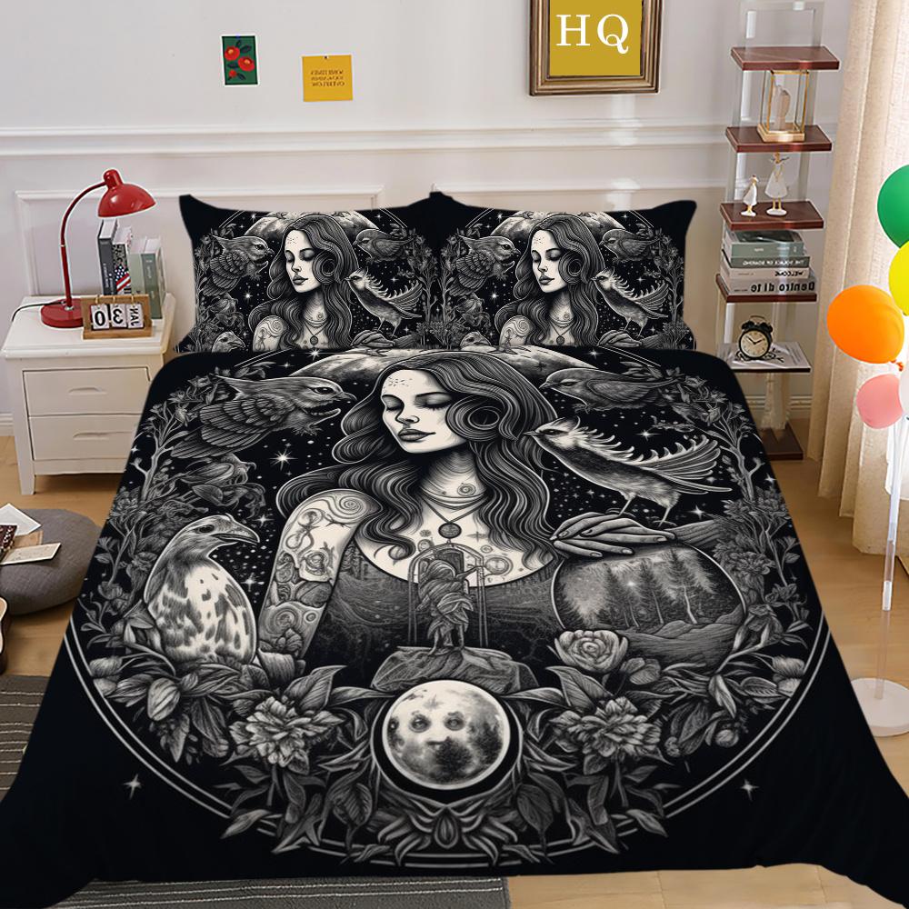 Beauty Skull Printed Home Bedclothes Single Size Polyester Bed Set Man Design Fashion Bedroom Decor