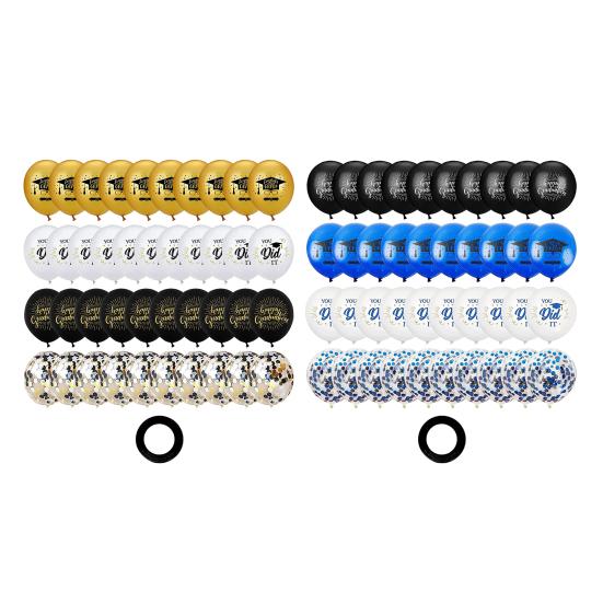 40 Pcs 2025 Graduation Balloons 12 Inch Black Gold Congrats Grad Balloons with Ribbons for Class of 2025 Grad Party Decoration