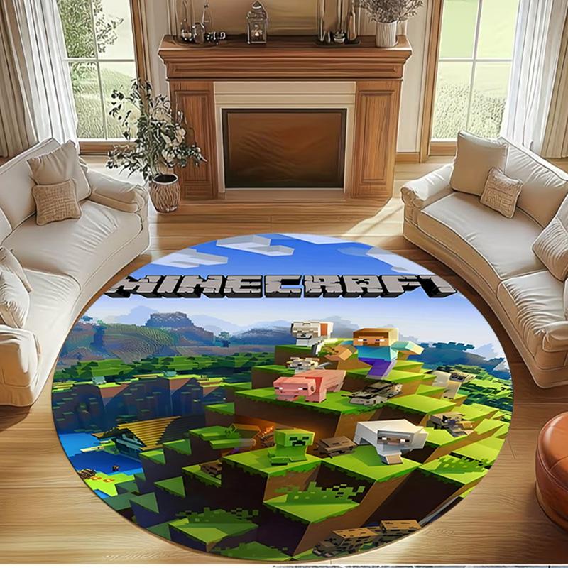 Gamer Print Round Rug, Washable Floor Carpet, For Entryway Dorm Laundry Room Office Study, Home Decor Birthday Christmas Gift